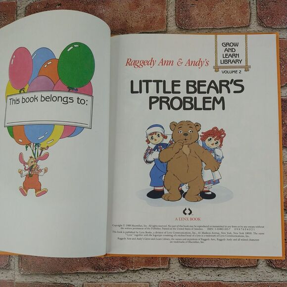Vtg 1988 Raggedy Ann & Andy - Little Bear's Problem Grow-and-Learn Library Vol 2 - Picture 3 of 7